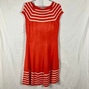 Eliza J Orange Stripe Knit Sweater Dress M
